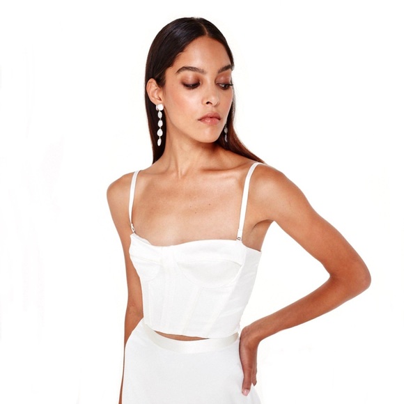 NEW CAMI NYC WHITE SILK BUSTIER TOP - Picture 3 of 7